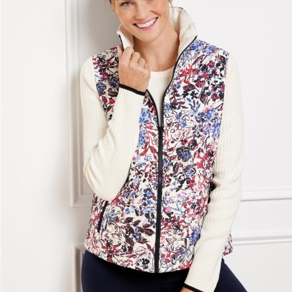 Talbots QUILTED MIXED MEDIA JACKET - WATERCOLOR GARDEN